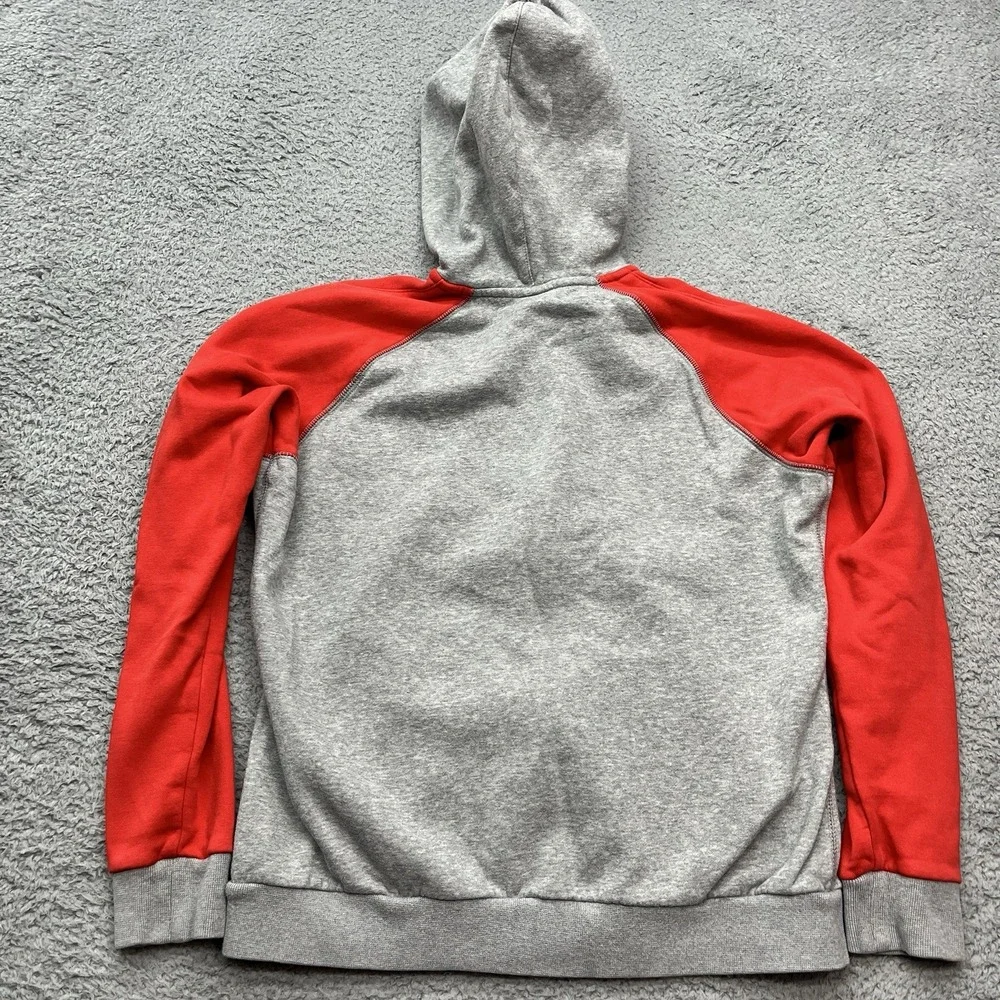 Nike Full Zip Hoodie Womens XL Gray Red Sleeves Red Swoosh Drawstring Athleisure